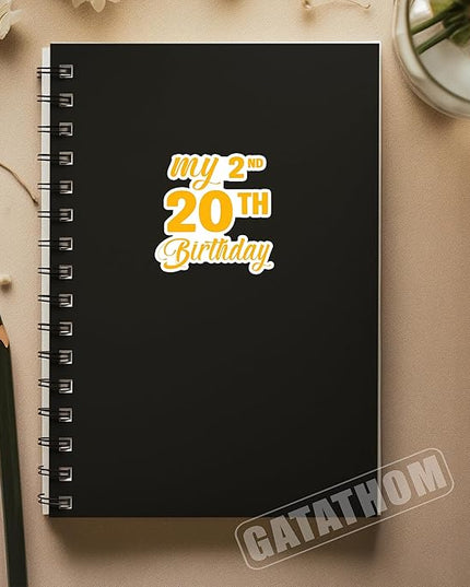 (3Pcs) Funny 40th Birthday Stickers – My 2nd 20th Birthday - Cheers to 40 Years Sticker Waterproof Vinyl Decals for Forty Birthday Gifts, Water Bottles, Scrapbooks, Journals, 3 x 3 inch