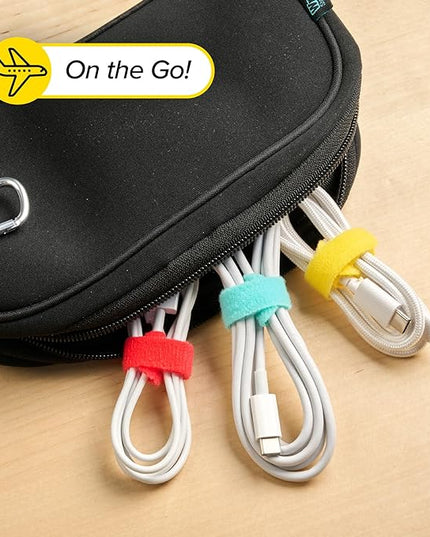 Self-Gripping Cable Ties by Wrap-It Storage, Multi-Color, 40 Pack (5 Inch and 8 Inch Straps) – Reusable Hook and Loop Cord Keeper, Cable Wrappers for Cord Management and Home Office Desk Organization