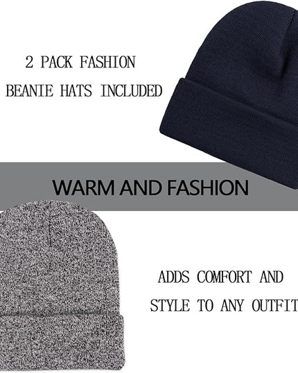 ZOORON 1&2 Pack Beanie for Men Women Slouchy Beanie Hats Winter Knit Caps Soft Ski Hat Unisex