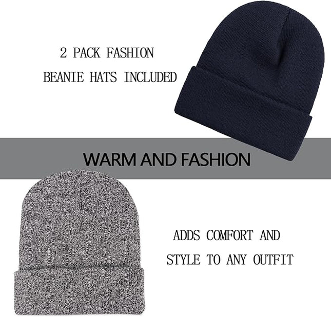 ZOORON 1&2 Pack Beanie for Men Women Slouchy Beanie Hats Winter Knit Caps Soft Ski Hat Unisex