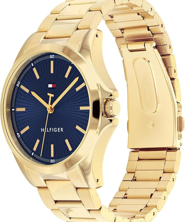 Tommy Hilfiger Men's 3H Quartz Watch, Stainless Steel Bracelet, Water Resistant 3 ATM, Modern and Stylish Timepiece, Gift for Him, 42mm