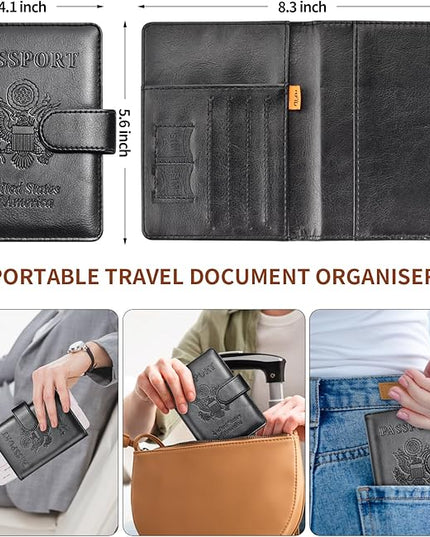 Herain Passport Holder for Travel Cruise Essentials, 2 Pcs Passport Cover Wallet Case Travel Gifts Women Men Family, RFID Passports Book Card Holders Travels Accessories Must Haves
