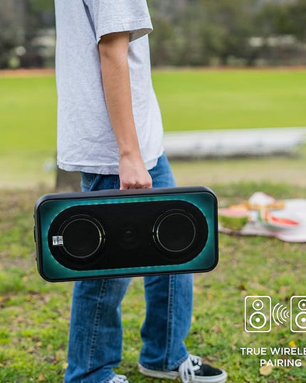 Altec Lansing Shockwave 200 Wireless Party Speaker 180W Bluetooth Speaker with a Long Lasting 12 Hour Battery, Multi LED Party Modes, Multiple bass Boost Modes, Party Sync, AM/FM Radio