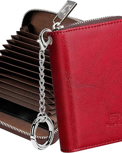 FurArt Zipper Wallet Women, RFID Blocking Credit Card Wallet, Business Card Holder, Compact Size KeyChain Wallet
