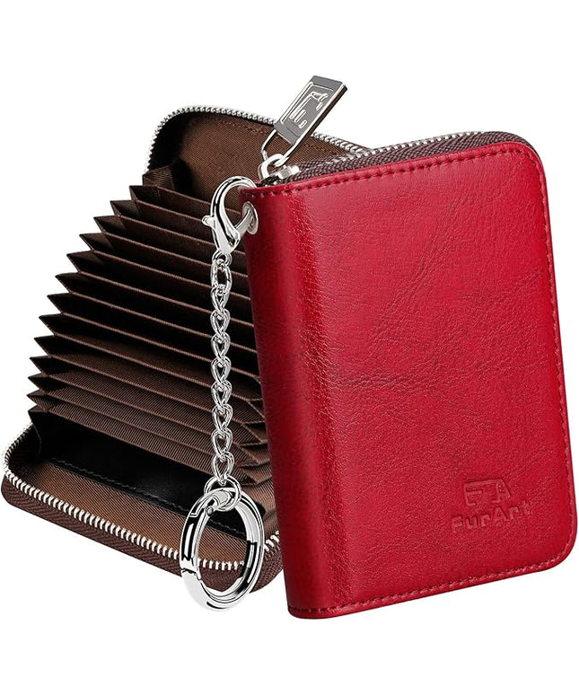 FurArt Zipper Wallet Women, RFID Blocking Credit Card Wallet, Business Card Holder, Compact Size KeyChain Wallet