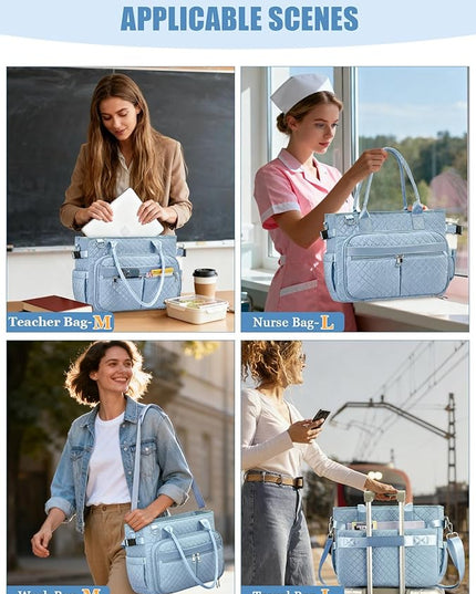 FIORETTO Teacher Tote Bag for Women with Laptop Compartment, Large Cup Holder, Zip Closure, Ideal for Work, Bible, Nurse