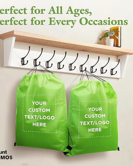 DISCOUNT PROMOS Custom Non-Woven Drawstring Backpacks Set of 10/50/100, Personalized Bulk Pack