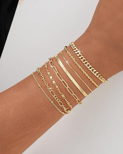 BERISO Gold Bracelets for Women, Elegant Adjustable 14K Gold Plated Bracelet for Women, Trendy Minimalist Dainty Gold Bracelet for Everyday Wear