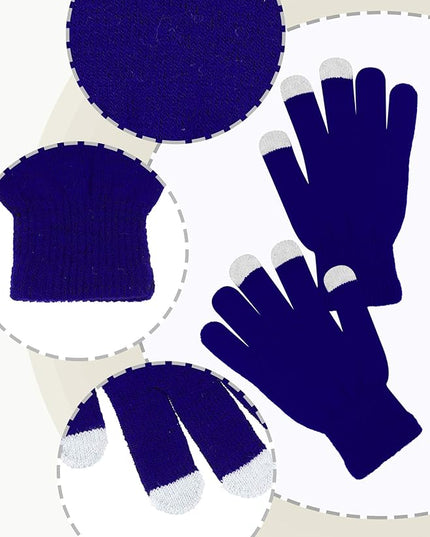 Pangda 12 Pairs Winter Touch Screen Gloves for Men Women Stretch Knitted Texting Gloves Warm Windproof Solid Color Mittens