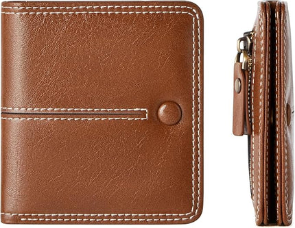 TFKGS Slim Wallet for Women Vegan Leather RFID Blocking, Small Thin Credit Card Holder Bifold Compact Pocket Ladies Mini Purse Brown