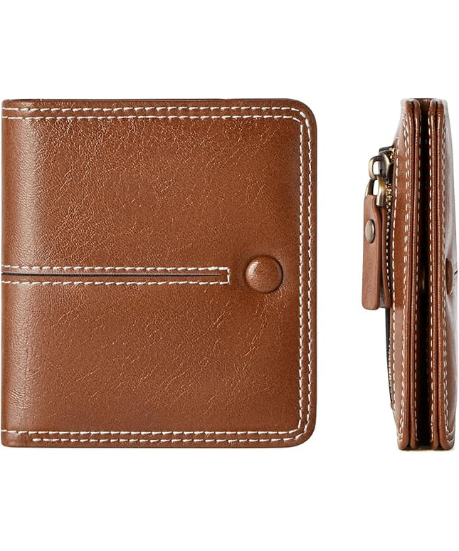TFKGS Slim Wallet for Women Vegan Leather RFID Blocking, Small Thin Credit Card Holder Bifold Compact Pocket Ladies Mini Purse Brown