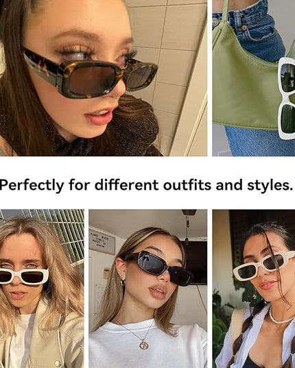 Dollger Rectangle Sunglasses for Women Men Trendy Retro Fashion Sunglasses UV 400 Protection Square Fram