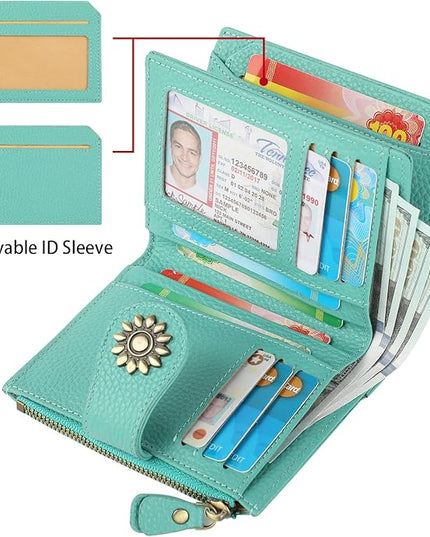 Lavemi Womens Leather Wallet Small Compact RFID Blocking Credit Card Case Purse with Zipper Pocket | Small, Compact, RFID Blocking, Zipper Pocket, Small, Compact