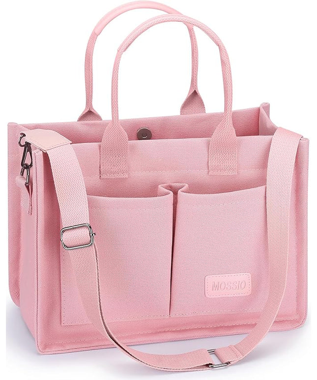 Mossio Large Canvas Tote Bag for Women with Pockets - Laptop Crossbody Work Tote Bag Everyday Bag Shoulder Purse Handbag