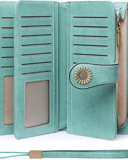 SENDEFN Wallets for Women Leather Credit Card Holder with RFID Blocking Large Capacity Wristlet | with RFID Blocking, Large Capacity, Wristlet, with RFID Blocking, Large Capacity, Wristlet