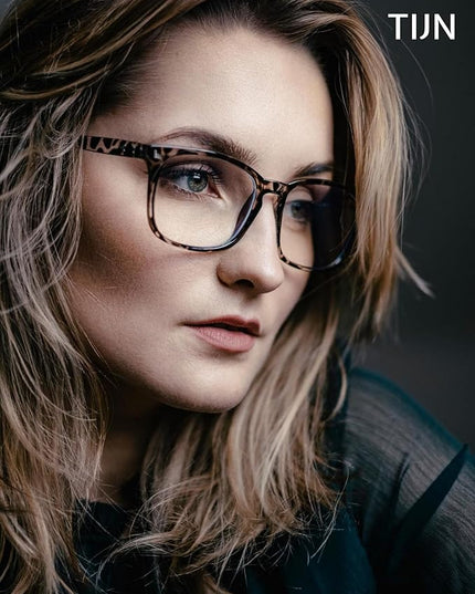 TIJN Blue Light Blocking Glasses for Women Men Clear Frame Square Nerd Eyeglasses Anti Blue Ray Computer Screen Glasses