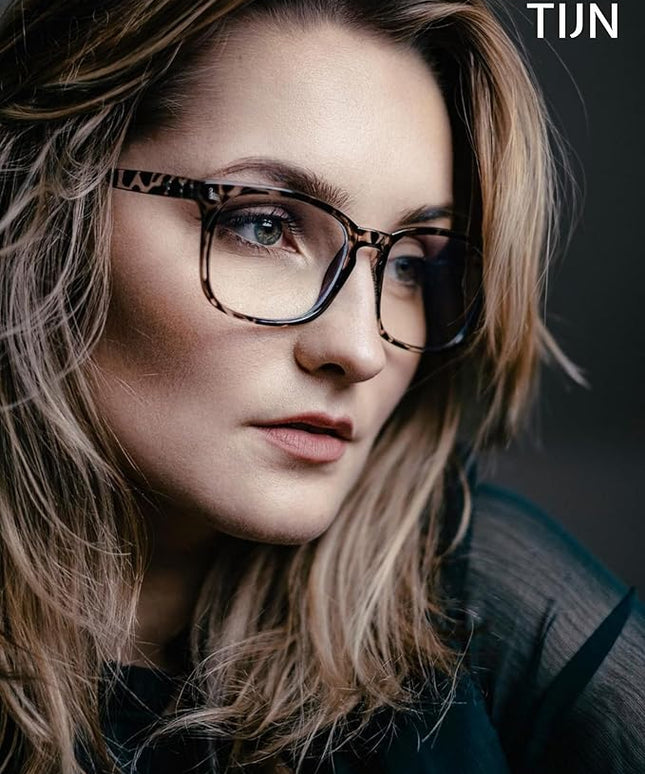 TIJN Blue Light Blocking Glasses for Women Men Clear Frame Square Nerd Eyeglasses Anti Blue Ray Computer Screen Glasses