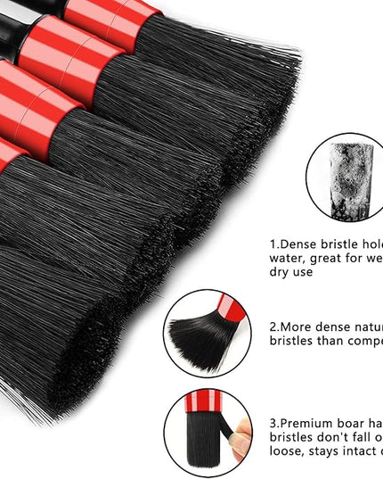 10pcs Auto Car Detailing Brush Set Car Interior Cleaning Kit Includes 5 Boar Hair Detail Brush,3 Wire Brush, 2 Air Vent Brush for Cleaning Car Interior Exterior, Dashboard Engines Leather Wheel