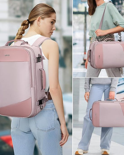 PIJUSHI Travel Backpack for Women Carry on Suitcase Backpack Flight Approved Personal Item Bag Fits 16 Inch Laptop(PE035 Light Purple)
