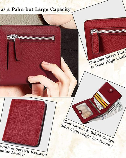 AINIMOER Small Leather Wallet for Women, Ladies Credit Card Holder RFID Blocking Women's Mini Bifold Pocket Purse