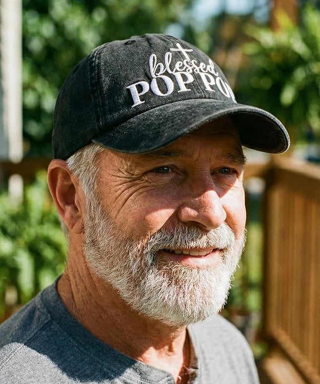 InnoBeta Blessed Pop Pop Gifts Hat for Grandpa, Poppop Gifts for Fathers Day, Christmas, Birthday, Adjustable Embroidered Baseball Cap