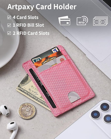 Artpaxy Slim Wallet for Men & Women, Minimalist Front Pocket Card Holder for Travel, RFID Blocking, Water Resistant Nylon Wallet for ID & Cash & Credit Card