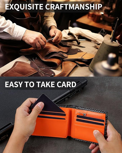 Swallowmall Leather Wallet for Mens Genuine Leather RFID Blocking Bifold Wallets with 1 ID Windows 15 Card Slots