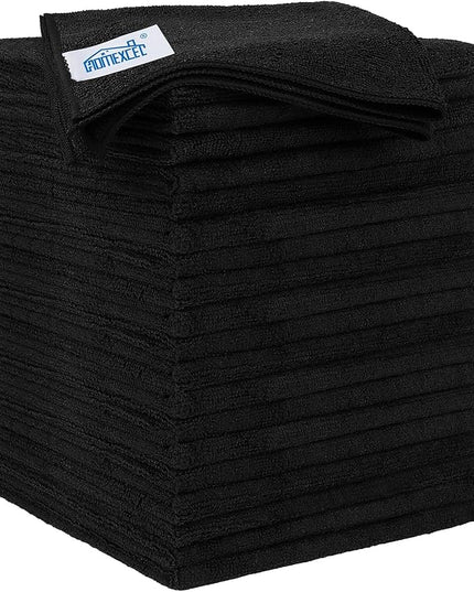HOMEXCEL Black Microfiber Cleaning Cloth 20 Pack 11.5 x 11.5 inch Microfiber Towels for Cars Ultra Absorbent Car Washing Cloth Lint Free Streak Free Cleaning Rags for Car, Kitchen Window