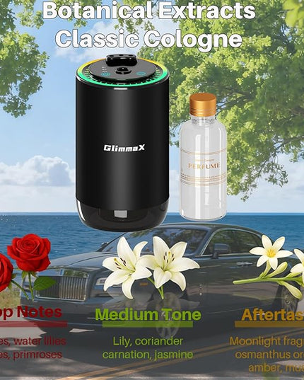 Smart Car Air Freshener Diffuser with Starry Sky Projection and 50ml Perfume, Auto On/Off Intelligent, 3 Adjustable Spray Modes Rechargeable Car Aroma Diffuser, Cologne