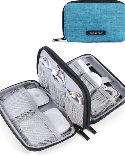 BAGSMART Electronics Organizer Travel Case, Cable Charger Cord Tech Organizer Pouch for Phone Charger Accessories, Dark Green