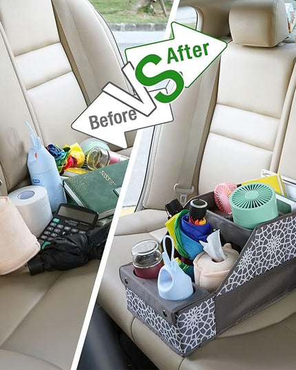 MULISOFT Car Seat Organizer - Backseat with 11 Compartments, 2 Cup Holders, and 2 Oversized Side Pockets for Travel and Storage
