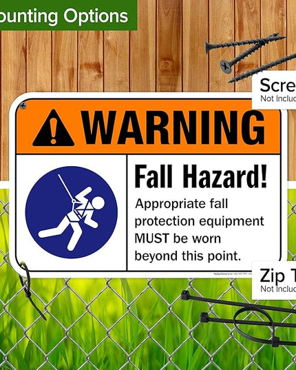 Warning Fall Hazard Appropriate Fall Protection Equipment Sign, 12x18 Inches, 55 mil thick HDPS (high density polystyrene), Made in USA by My Sign Center