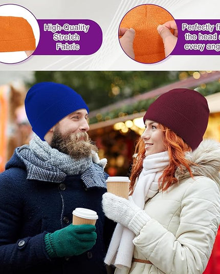 Winter Beanie Hats Bulk for Men Women Beanie Cap for Donation Cozy Knitted Cuffed Skull Cap Gift Soft Ski Hat