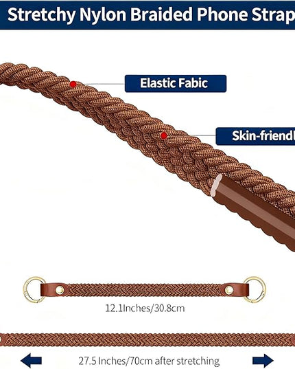 Stretchy Phone Lanyard Tether, 2 Pack Phone Leash Anti-theft Phone Strap for Anti-drop Outdoor Hiking Cycling Climbing Universal for Most Cell Phones, Dark Brown