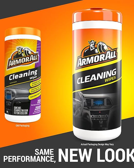 Armor All Interior Car Cleaning Wipes,Canister,Powerful Cleaning for Dashboards,Vinyl,Clear Plastics,Carpet and Fabric,25 Count (Pack of 6)
