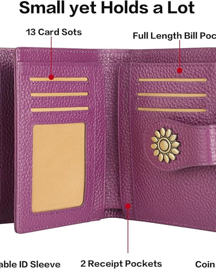 Lavemi Womens Leather Wallet Small Compact RFID Blocking Credit Card Case Purse with Zipper Pocket | Small, Compact, RFID Blocking, Zipper Pocket, Small, Compact