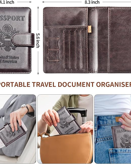 Herain Passport Holder for Travel Cruise Essentials, 2 Pcs Passport Cover Wallet Case Travel Gifts Women Men Family, RFID Passports Book Card Holders Travels Accessories Must Haves