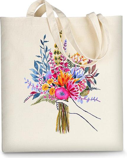 AUSVKAI Canvas Tote Bag for Women, Aesthetic Cute Grocery Grocery Reusable Cotton Gift Bag for Shooping Beach Trendy Gifts