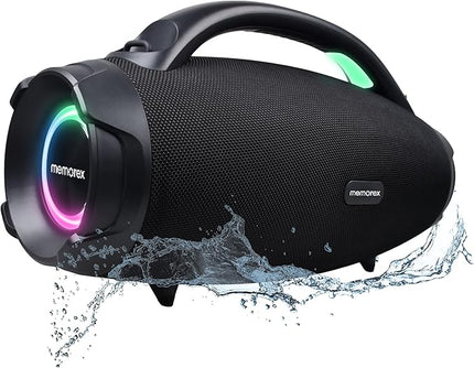 Memorex Rumbler Massive 12-Inch Bluetooth Party Speaker | 80W Powerful Sound | IP67 Waterproof & Dustproof | TWS Dual Pairing | Super Bass Mode | LED Rhythm Light Show | Rechargeable Battery (Black)