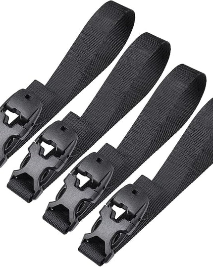 Vigorport Utility Straps Quick Release Nylon Backpack Accessory Bag Strap,Adjustable for Hiking,Travel,Outdoor Sports-4 Pack (Black, 0.75''W-12''L)