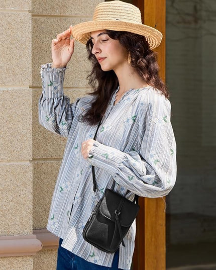 befen Genuine Leather Small Crossbody Bags for Women, Multi Pocket Cell Phone Crossbody Purse with RFID Blocking Card Slots
