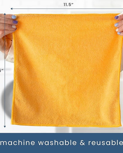 S&T INC. 200 Pack Microfiber Cleaning Cloth, Bulk Towels for Home, Reusable Microfiber Towels for Cars, Cleaning Rags, Assorted, 11.5 Inches x 11.5 Inches, 200 Count