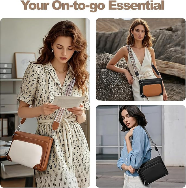Anti-Theft Crossbody Purse for Women, Crossbody Shoulder Bag with Built-in Wallet & RFID Blocking for Travel Workout