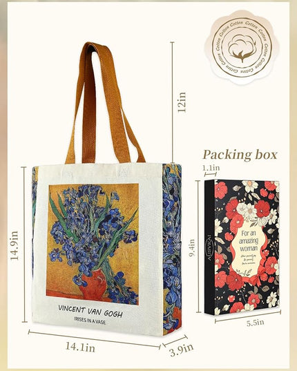 AUSVKAI Cute Canvas Tote Bag for Women, Reusable Designer Bags with Handles Pockets&Snaps for College Beach Everyday Grocery