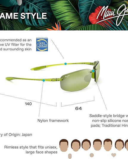 Maui Jim Polarized Men's and Women's Hookipa Rectangular Sunglasses
