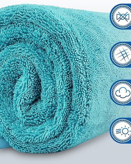 HOMEXCEL Professional Car Drying Towel (36"x 24") with Twisted-Loop Technology, 1200GSM for a Streak-Free Finish – Microfiber Towels for Cars, Trucks, SUVs, RVs and Motorcycles, Lake Green