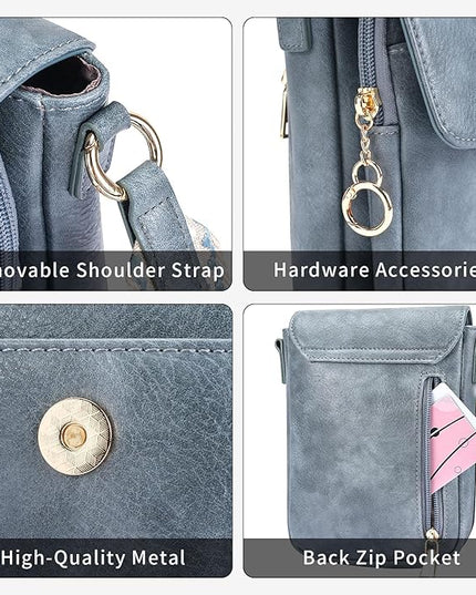 APHISON Small Crossbody Bags for Women Trendy, Leather Phone Wallet Purses Handbags Card Slots with Adjustable Guitar Strap