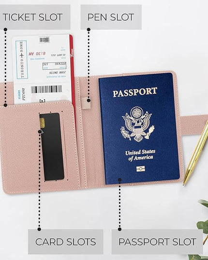 Beautiful Passport Holder for Travel – Cute Cover with Pen Holder to Keep Your Travel Documents Organized & Safe – Quality Passport Wallet for Women & Men and Great for Gifting