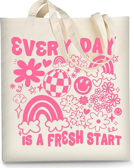 AUSVKAI Canvas Tote Bag Aesthetic for Women, Cute Cloth Cotton Bags for College Shopping Beach Grocery and Trendy Gifts