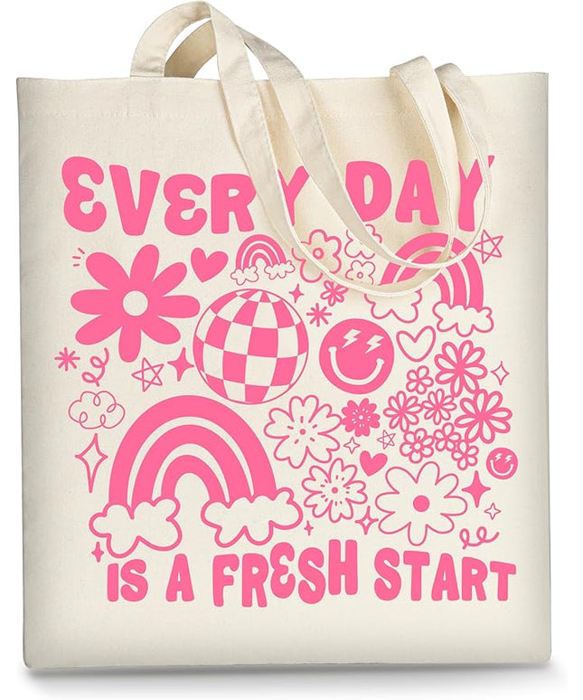 AUSVKAI Canvas Tote Bag Aesthetic for Women, Cute Cloth Cotton Bags for College Shopping Beach Grocery and Trendy Gifts